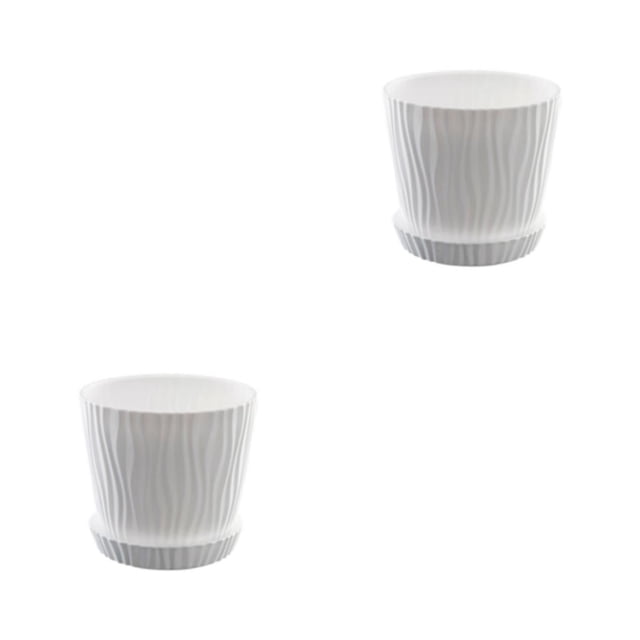 kurtrusly Modern Decorative Flower Pots Easy To Maintain Various Colors And Sizes white L pot+L tray 2Set