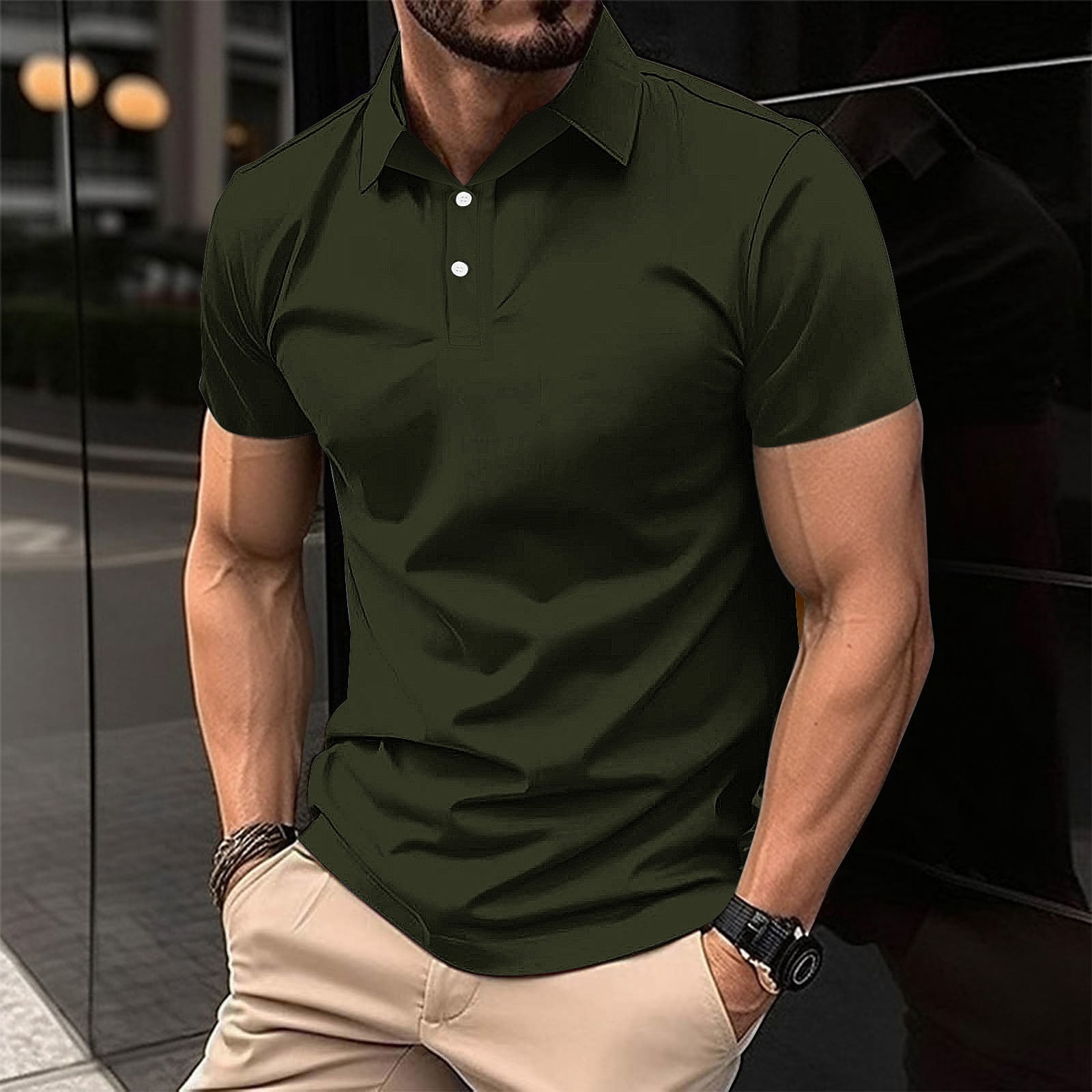 AherBiu Mens T-Shirt Shirts for Men Button Casual Lightweight Tee Tshirts Summer Solid Regular Fitted T Shirts