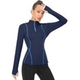 thumbnail image 2 of Women's Long Sleeve Workout Tops Zip Thumb Hole Athletic Running Sweatshirt Pullover, 2 of 6