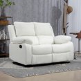 thumbnail image 2 of HOMCOM Fauteuil Inclinable à Deux Places en Cuir PU avec Accoudoirs, Blanc, 2 of 10