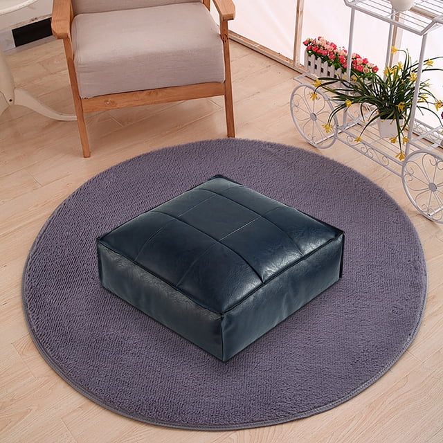 Pouf Marocain en Cuir Synthétique Repose-Pieds Housse de Pouf Non Rembourrée pour Rangement Coussin de Sol Sans Remplissage
