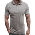 thumbnail image 2 of T-Shirt à Manches Courtes pour Hommes, Couleur Unie, avec Poche à Rabat, Fermeture Éclair et Col Rabattu, 2 of 8