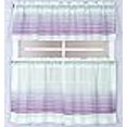 thumbnail image 2 of DiamondHome 3pc Sheer with Embroidery Kitchen/Cafe Curtain Tier and Valance Set (Stripe/Purple), 2 of 2