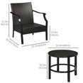 thumbnail image 3 of Outsunny Ensemble Bistro 3 Pcs avec Table en Fer, Mobilier de Balcon, Rouge, 3 of 9