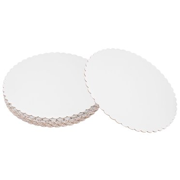Uxcell 10 Pcs Scalloped Cake Circle Base, 10.9 Inch Cake Cardboards Thick Cardboard Cake Pastry Tray Round Cake Boards for Weddings Parties Birthday Desserts Cupcake (White)