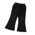 thumbnail image 2 of KYAIGUO 1-6T Baby Toddler Girls Summer Flare Pants Solid Color Ribbed Ruffle Bell Bottoms Spring Cotton Leggings Trousers, 2 of 9