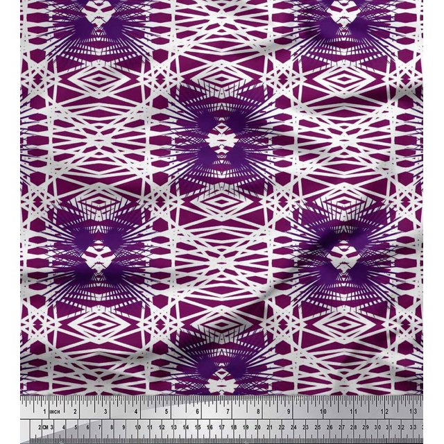 Soimoi Viscose Chiffon Fabric Check & Geometric Print Fabric by The Yard 42 Inch Wide
