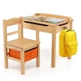 thumbnail image 1 of Gymax Kids Table and Chair Set Wood Activity Study Desk w/ Storage Drawer Hook Natural, 1 of 10