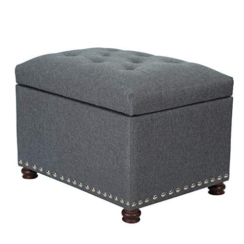 Joveco Ottomane de Rangement Rectangulaire Banc d'Organisation en Tissu (Gris)