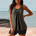 thumbnail image 4 of RKSTN Tankini Swimsuits for Women Summer Fashion Solid ColorConservative Two Piece Set Bathing Suits with Boyshorts Loose Plus Size Round Neck Sleeveless Pleated Swimsuits, 4 of 5