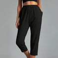 thumbnail image 1 of LSLJS Women Casual Solid Color Pockets Elastic Waist Comfortable Straight Calf-Length Pants, 1 of 7