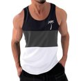 thumbnail image 1 of LOVZFMLL Débardeurs pour Hommes Décontractés Mode à Empiècements Imprimés Chandail à Col Rond Débardeur de Sport, 1 of 3