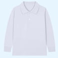 thumbnail image 2 of zbxnLI Girls Boys School Uniform Long Sleeve Golf Shirts Button Closure Collared Tops 2-15 Years, 2 of 3