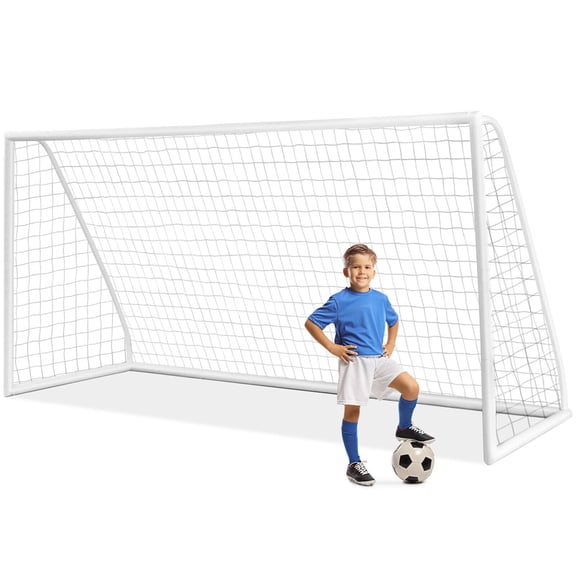 Gymax But de Soccer Toutes Saisons 12 x 6 Pi avec Cadre en PVC Robuste pour Enfants et Adultes, Pratique de Soccer