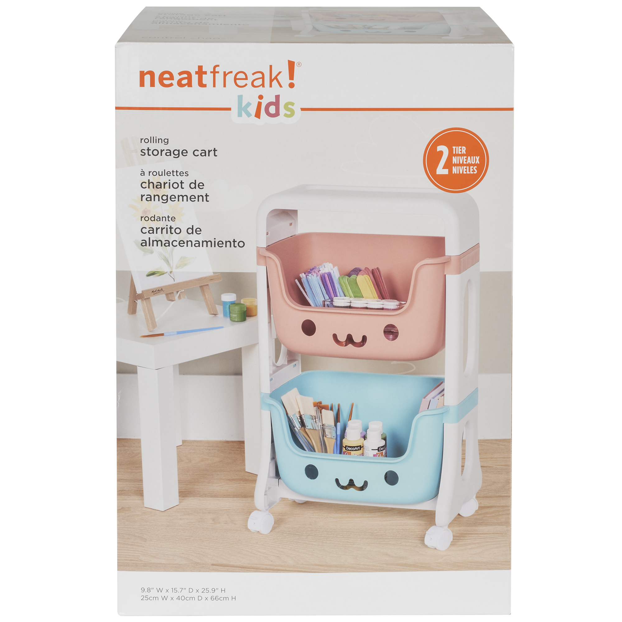 neatfreak! kids Chariot de rangement roulant à 2 niveaux, plastique
