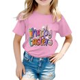 thumbnail image 1 of PMVFHDE T-Shirt Graphique à Manches Courtes Imprimé Lapin de Pâques pour Enfants, Col Rond, Décontracté, Printemps Été, Rose, 10-11 Ans, 1 of 4