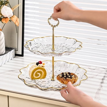 TopLLC Fruit Plates Living Room Coffee Table Household Transparent Candy Dessert Rack Party Wedding Front Desktop Placed Snack Dessert Tray Tiers Dessert Stand Fruit platter