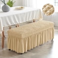 thumbnail image 3 of pitrice Long Bench Cover Bench Seat Furniture Protector for Living Room Hotel Decor Dark Beige, 3 of 8