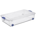 thumbnail image 1 of Sterilite 47 Liter Wheeled Latch Box, Small Clear Plastic Storage Bin with Lid, Blue Latch, 1 of 5