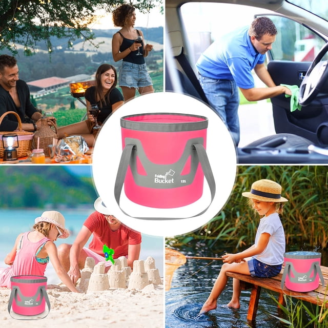 TopLLC 12L Portable Foldable Water Bucket Fishing Bucket Folding Water Container For Travelling Camping Hiking Fishing Washing on Clearance