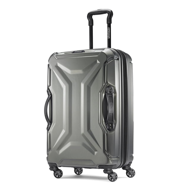 Valise American Tourister Cargo Max à Coque Rigide, à Roulettes Pivotantes, Texture Moyenne en ABS, avec Conception à Compartiments Séparés, Capacité Extensible, Roues à Billes Pivotantes, Poignée Télescopique à Bouton-Poussoir, Poignées Doubles et Trois Robustes de Style Cargo, Maille Intérieure Zippée et Poche Humide; Convient pour Transporter un Appareil Photo Ou une Technologie de Voyage.