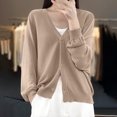 thumbnail image 5 of Womens Button Down Knit Cardigans Long Sleeve V Neck Casual Cardigan Sweaters Light Weight Loose Lounge Wear Fall Khaki, 2XL, 5 of 5
