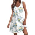 thumbnail image 2 of Ovzne Robes pour Femmes Robe pour Femme Mode Été avec Poches Imprimées Sans Manches Col en V Robe pour Femmes Imprimée Liquidation, 2 of 6
