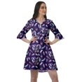 thumbnail image 1 of Moomaya Poly Crepe Casual Dresses Women Printed V Neck Drawstring Mini Dress, 1 of 4