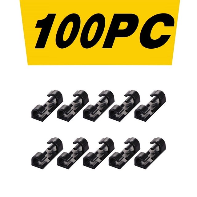 Agiferg Black 100pc self-adhesive desktop cable organizer fixing clamp