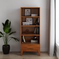 thumbnail image 2 of Simpli Home Harper Bibliothèque en Bois Dur Massif 60 X 24 Pouces avec Rangement, Brun Teck, 2 of 14