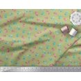thumbnail image 3 of Soimoi Green Poly Georgette Fabric Bow & Stripe Print Sewing Fabric Yard 52 Inch Wide, 3 of 5