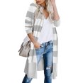 thumbnail image 2 of REDHOTYPE New Knitwear Contrast Stripe Long Cardigan Ladies Sweater Warm Jacket, 2 of 3