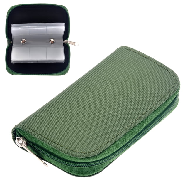 KAKOWELY Étui Porte-Mémoire Portable 22 Emplacements SD SDHC MMC CF Micro SD Étui Porte-Mémoire Pochette Sac de Rangement à Fermeture à Glissière Protecteur (Vert) 4.53"X2.76"X0.79 Pouces