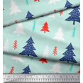 thumbnail image 3 of Soimoi Green Rayon Crepe Fabric Christmas Tree Printed Fabric 1 Yard 46 Inch Wide, 3 of 3