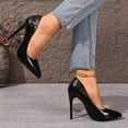 thumbnail image 4 of WLOELOEW Women'S Pointed Toe Pumps With High Heel Slip On Design Comfortable For Indoor Use Us Size 6 Color Black, 4 of 9