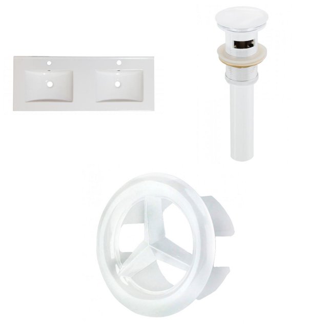 American Imaginations 35.5-in. W 3H8-in. Ceramic Top Set In White Color AI-24379