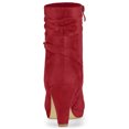 thumbnail image 4 of Unique Bargains Bottes Mi-Mollet à Plateforme à Talons Hauts à Fermeture Éclair à la Cheville pour Femmes Rouge (Taille 7,5), 4 of 7