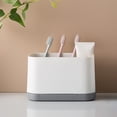 thumbnail image 1 of LutIedan Toothbrush Holder Bathroom Counter Organizer Wall-Mounted 6 Slots Toothpaste Holder for Toothpaste Brushes Plastic Waterproof Easy Clean, 1 of 6