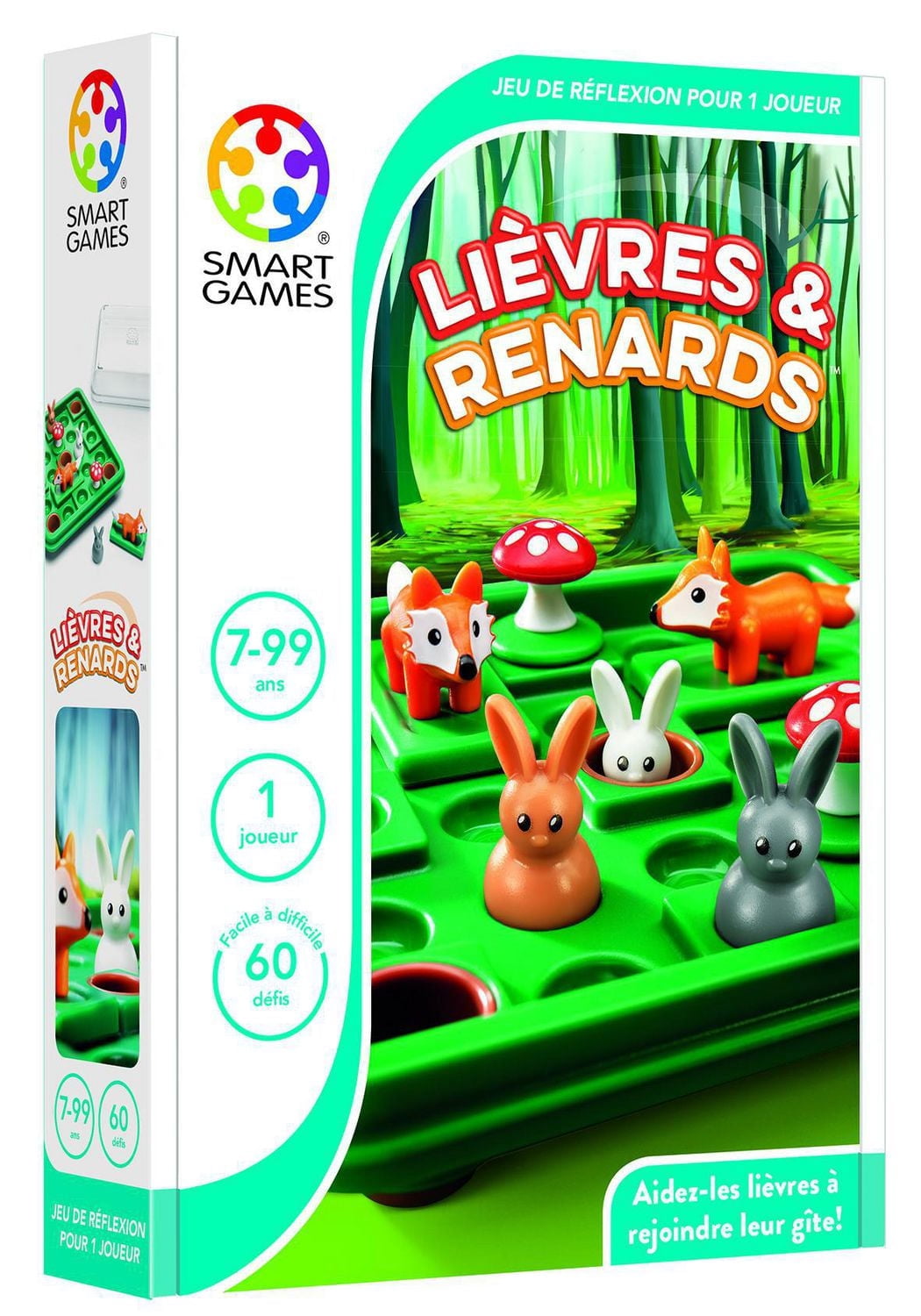 Smart Games Lièvres et Renards - French game - 60 progressive challenges - For kids 7+
