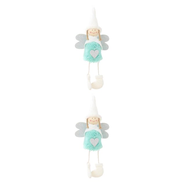 stanreset Christmas Plush Hanging Angel Hanging Toy Holiday Pendant Decoration blue 2Set