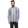 thumbnail image 1 of Atasi Kurta en Coton à Manches Longues à Revers pour Hommes Col Mandarin Chemise Ethnique Imprimée, 1 of 1