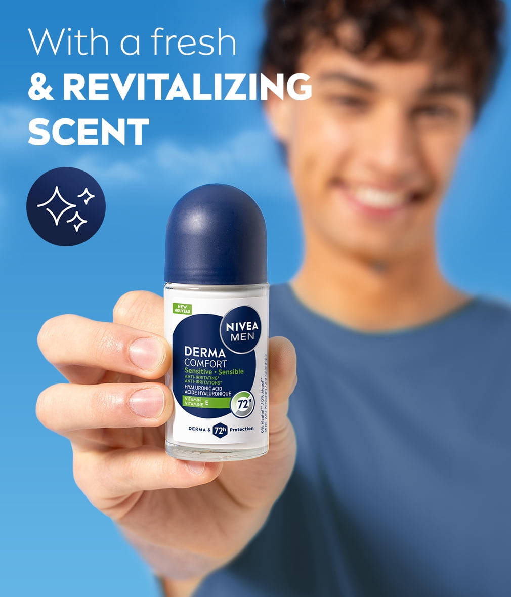 NIVEA MEN Derma Comfort Sensible, antisudorifique en bille, protection 72 heures, 50 ml