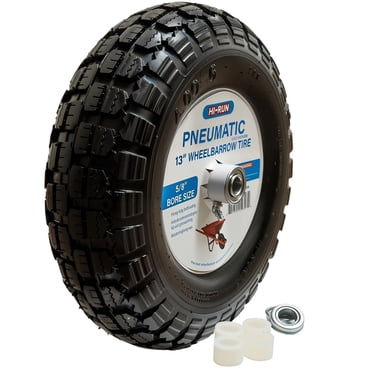 Hi-Run Stud 13" Pneumatic 2PR 4.00-6 Wheelbarrow Tire Assembly with 5/8" Bushing Pre-Mounted