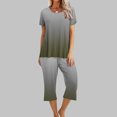 thumbnail image 1 of Offre Hebdomadaire d'Été Iumwxz Pyjamas Décontractés et Fluides Ensembles Deux Pièces pour Femmes Dégradé Graphique Col Ras du Cou Manches Courtes Taille Élastique Pantalon Court Ensembles Deux Pièces pour Femmes Cadeaux de Vacances, 1 of 9