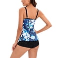 thumbnail image 4 of RKSTN Robe de Bain Tankini pour Femmes avec Shorty Deux Pièces Col en V Nœud Licou Imprimé Floral Grande Taille Robe de Maillot de Bain, 4 of 6