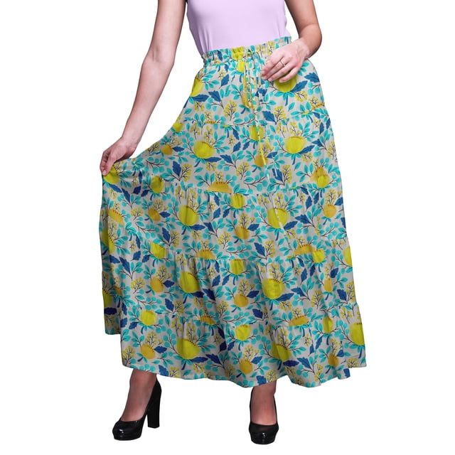 Bimba Jupes Maxi Imprimées Femmes Style Bohème Gitane Longue Jupe en Coton