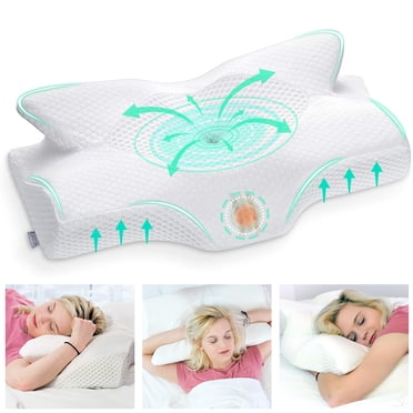 Elviros Oreiller Cervical en Mousse Mémoire, Oreillers Profilés pour la Douleur au Cou et aux Épaules, Oreiller Ergonomique Orthopédique pour Dormir au Cou avec Soutien Profilé pour Dormeurs sur le Côté, Dormeurs sur le Dos et sur le Ventre