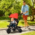 thumbnail image 2 of Qaba Tricycle pour Bébé 4 en 1 Tricycle avec Siège Réversible à Angle Ajustable Poignée Amovible Auvent Main Courante Ceinture Rangement Repose-Pieds Frein Embrayage pour 1-5 Ans Rouge, 2 of 10