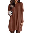 thumbnail image 1 of TJAZFJPA Robe Bleue Femme Manches Longues Col Rond Longueur Genou Robe Slim Aguichant Décontractée Robe de Vacances Tour Été Invité de Mariage Robes Aguichant pour Femmes, 1 of 4