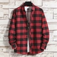 thumbnail image 3 of Ediodpoh Chemise Décontractée Imprimée pour Homme Automne/hiver à Manches Longues à Simple Col à Carreaux Rayée Chemise Chemises pour Hommes Rouge_001 L, 3 of 3
